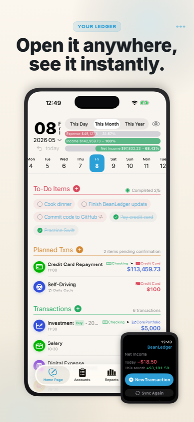 BeanLedger home dashboard